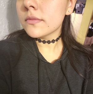 Black floral choker